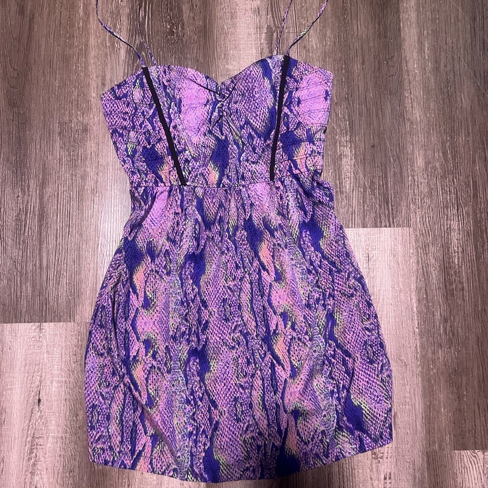 Y2K Hurley Purple Snake skin pattern spaghetti strap dress